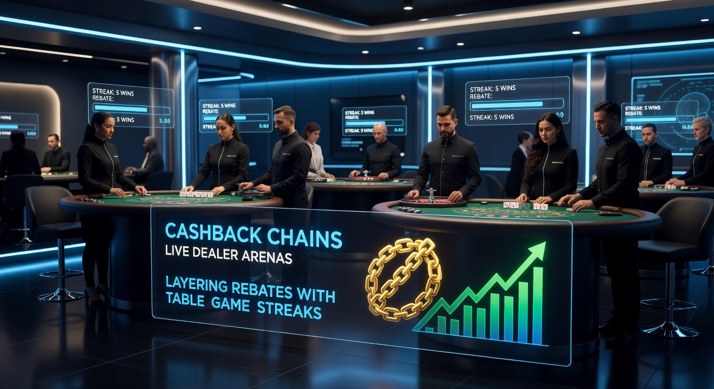 Close-up screenshot of a live dealer roulette table with an active cashback chain meter showing layered rebates during a winning streak