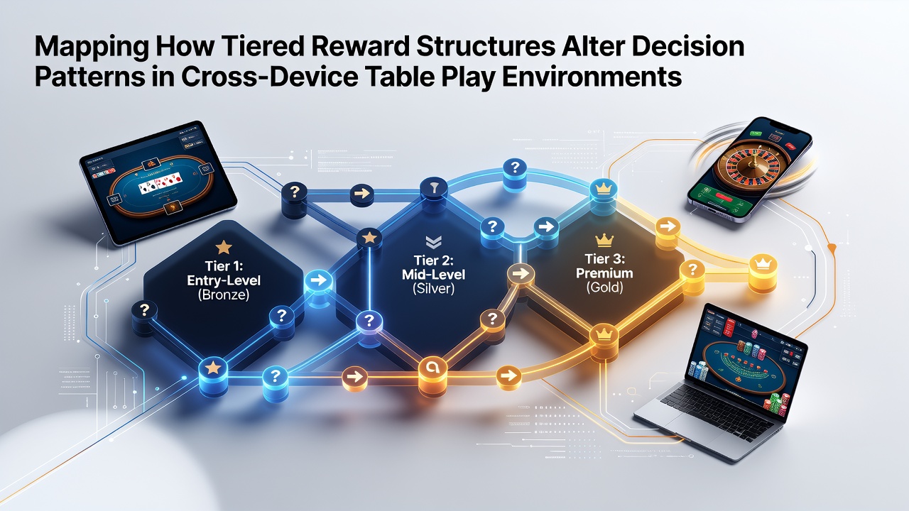 Diagram illustrating tiered reward structures affecting decision patterns across mobile and desktop table gaming platforms