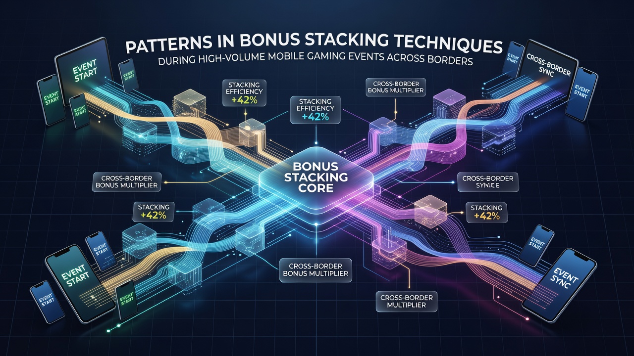 Analytics dashboard displaying stacked bonus timelines from mobile sessions in various countries