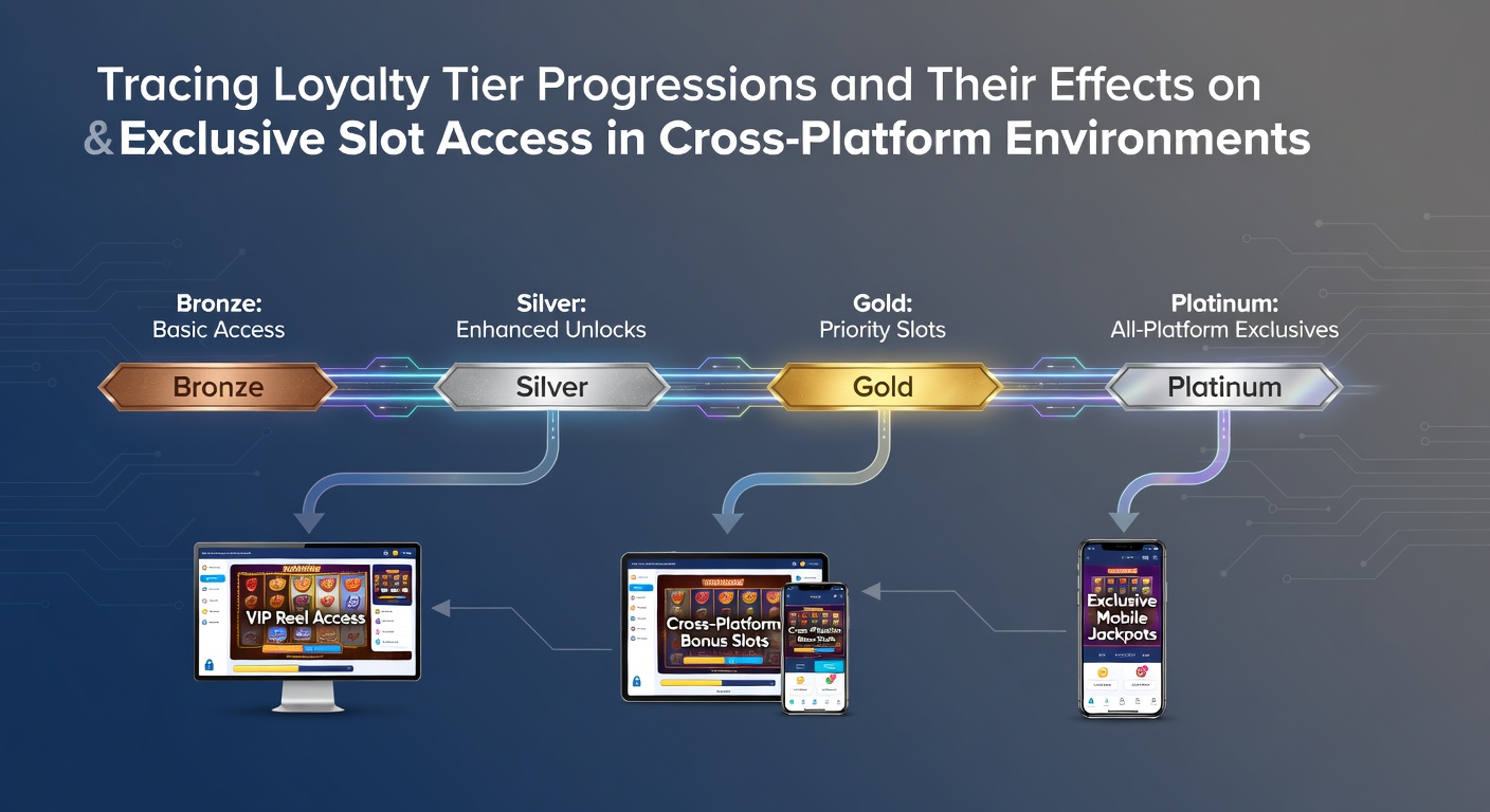 Illustration of loyalty tier progression tracking across mobile and desktop casino platforms showing slot access levels