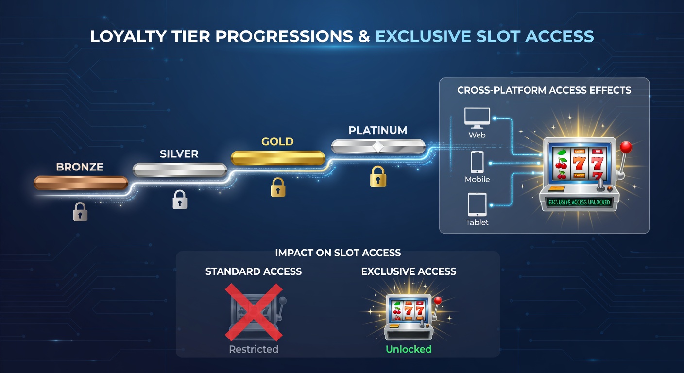 Diagram showing exclusive slot libraries unlocked at different loyalty tiers with cross-device access indicators