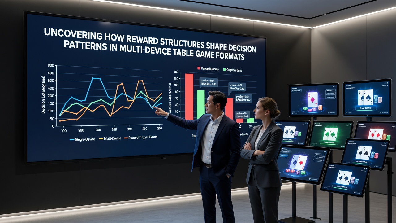 Analytics dashboard displaying reward progression across mobile tablet and desktop table game sessions